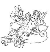 coloriage daisy et donald tricote